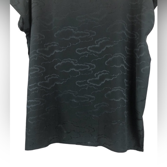 SHIRT - Women's H Look Black Silk Blouse With Subtle Cloud Pattern. Size Large. - Picture 5 of 13